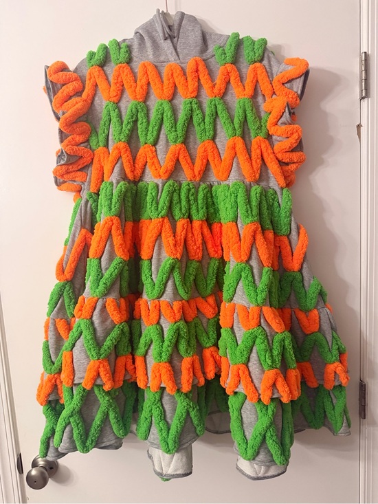 AKIRA Dresses & Skirts - AKIRA Neon Orange and Green Zigzag Midi Dress